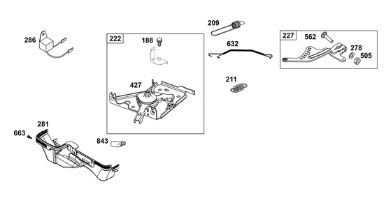 Part Location Diagram of 798960 Briggs and Stratton Spring-Governed Idle